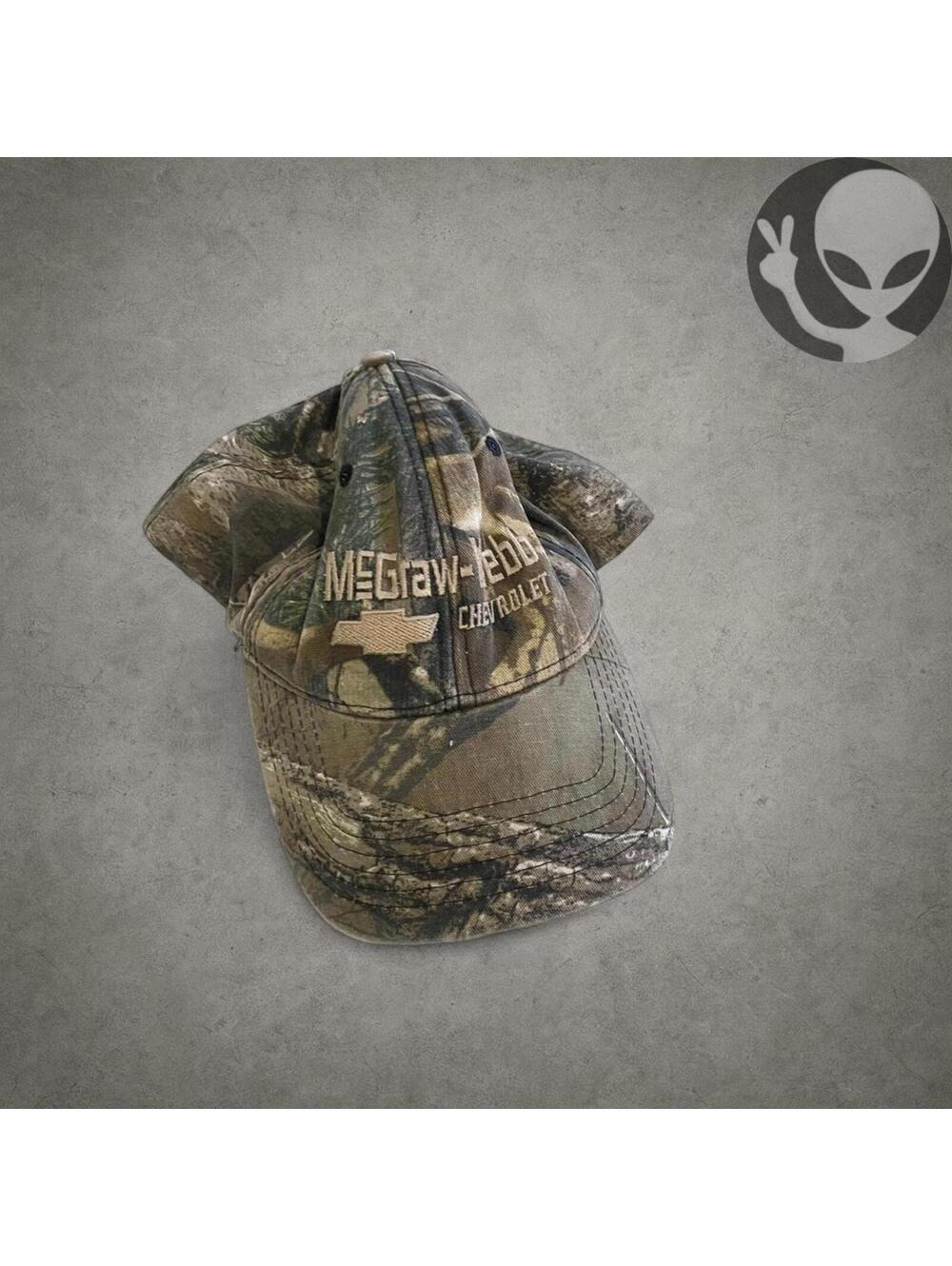 Vintage McGraw-Webb Chevrolet Camo Trucker Hat Snapback Dealership AL
